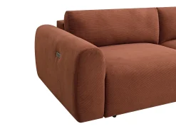 Sofá de 4 plazas con asiento deslizante eléctrico de pana terracota PASTARO