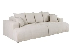Sofá de 4 plazas con asiento cómodo y profundo de tela texturizada beige MOTINO