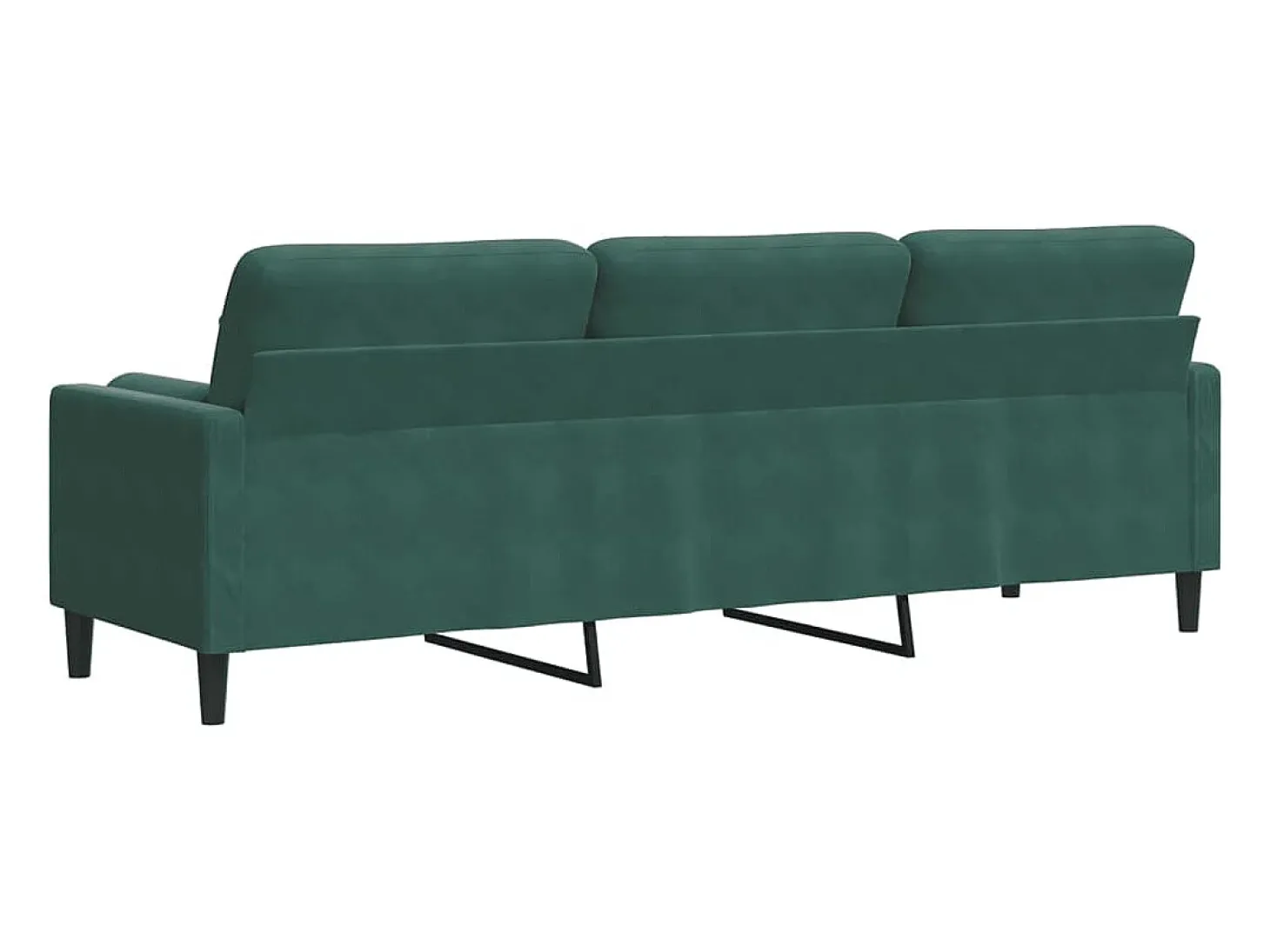 Sofá de 3 plazas con cojines terciopelo verde oscuro 210 cm
