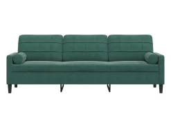 Sofá de 3 plazas con cojines terciopelo verde oscuro 210 cm