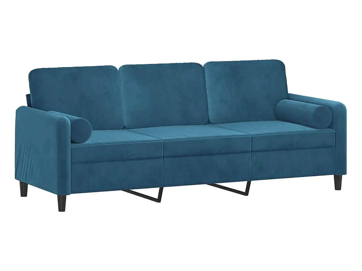 Sofá de 3 plazas con cojines terciopelo azul 180 cm