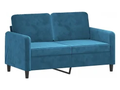 Sofá de 2 plazas con cojines terciopelo azul 120 cm