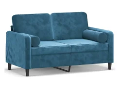 Sofá de 2 plazas con cojines terciopelo azul 120 cm