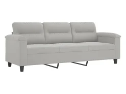 Sofá de 3 plazas con cojines tela microfibra gris claro 180 cm