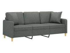 Sofá de 3 plazas con cojines tela gris oscuro 180 cm