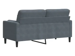 Sofá de 2 plazas con cojines terciopelo gris oscuro 140 cm