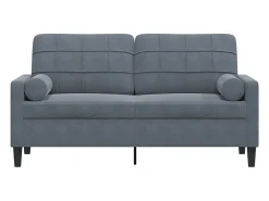 Sofá de 2 plazas con cojines terciopelo gris oscuro 140 cm