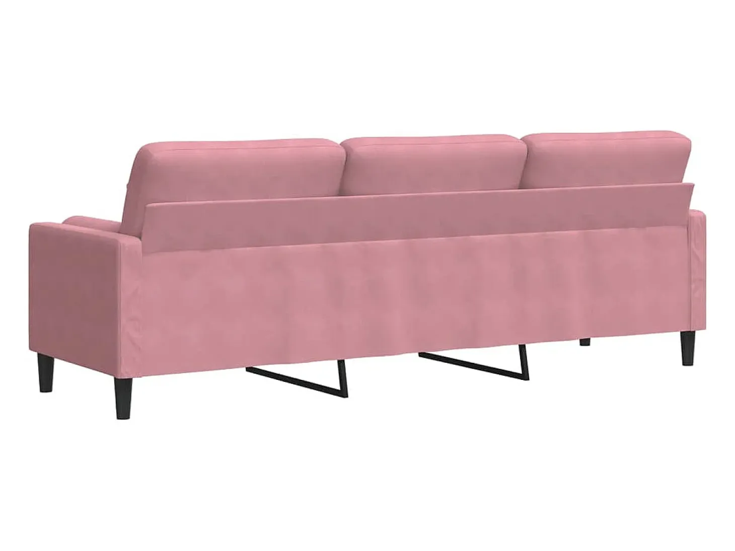 Sofá de 3 plazas con cojines terciopelo rosa 210 cm