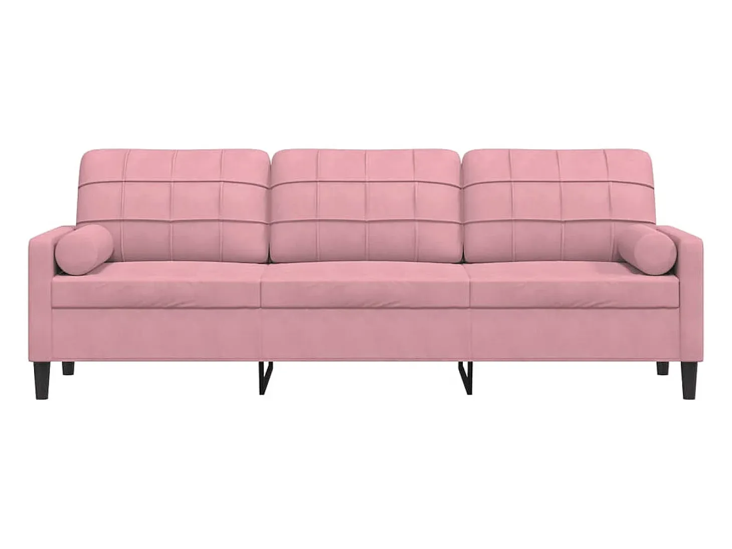 Sofá de 3 plazas con cojines terciopelo rosa 210 cm