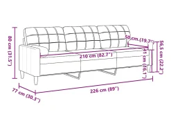 Sofá de 3 plazas con cojines terciopelo rosa 210 cm