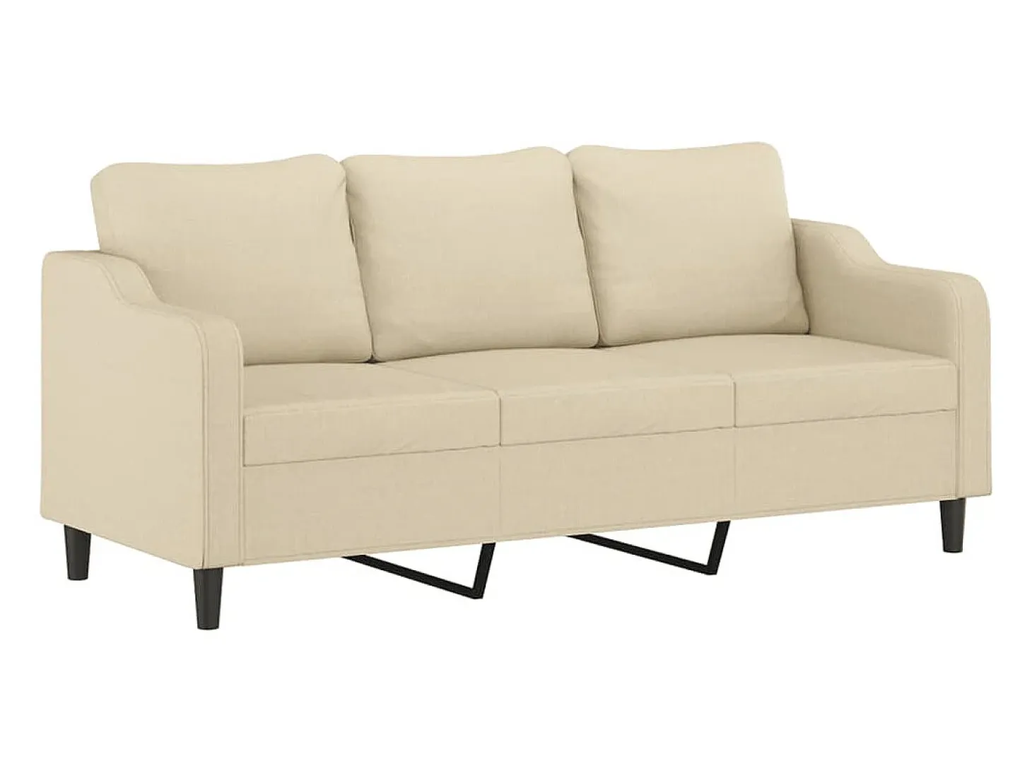 Sofá de 3 plazas con cojines tela color crema 180 cm
