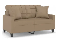 Sofá de 2 plazas con cojines cuero sintético capuchino 120 cm