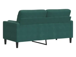 Sofá de 2 plazas con cojines terciopelo verde oscuro 140 cm