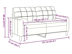 Sofá de 2 plazas con cojines terciopelo verde oscuro 140 cm
