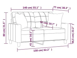 Sofá de 2 plazas con cojines cuero sintético rojo tinto 140 cm