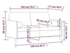 Sofá de 2 plazas con cojines terciopelo amarillo 140 cm