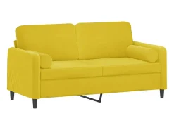 Sofá de 2 plazas con cojines terciopelo amarillo 140 cm