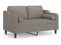 Sofá de 2 plazas con cojines tela gris taupe 120 cm