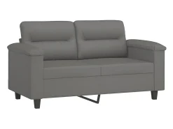 Sofá de 2 plazas con cojines tela microfibra gris oscuro 120 cm