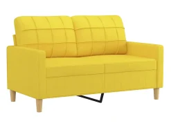 Sofá de 2 plazas con cojines tela amarillo claro 120 cm