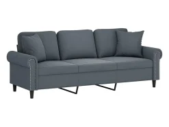 Sofá de 3 plazas con cojines terciopelo gris oscuro 180 cm