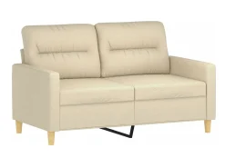 Sofá de 2 plazas con cojines tela color crema 120 cm