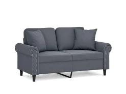 Sofá de 2 plazas con cojines terciopelo gris oscuro 120 cm