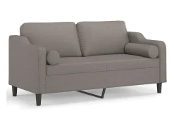 Sofá de 2 plazas con cojines tela gris taupe 140 cm