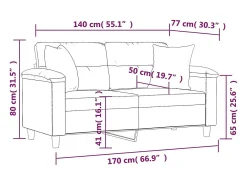 Sofá de 2 plazas con cojines tela microfibra gris taupe 140 cm