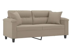 Sofá de 2 plazas con cojines tela microfibra gris taupe 140 cm