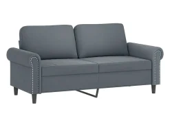 Sofá de 2 plazas con cojines terciopelo gris oscuro 140 cm