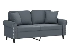 Sofá de 2 plazas con cojines terciopelo gris oscuro 140 cm