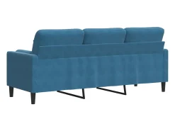 Sofá de 3 plazas con cojines terciopelo azul 180 cm