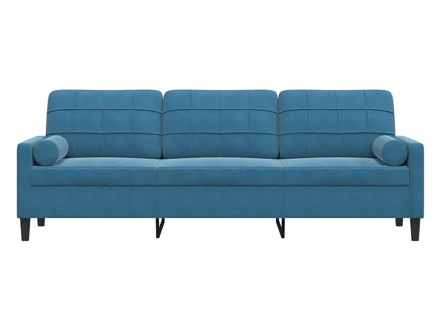 Sofá de 3 plazas con cojines terciopelo azul 210 cm