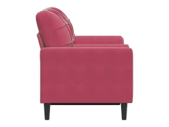 Sofá de 2 plazas con cojines terciopelo rojo tinto 120 cm