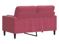 Sofá de 2 plazas con cojines terciopelo rojo tinto 120 cm