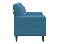 Sofá de 2 plazas con cojines terciopelo azul 140 cm