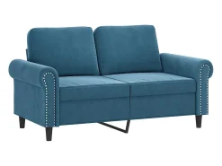 Sofá de 2 plazas con cojines terciopelo azul 120 cm