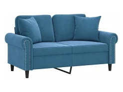 Sofá de 2 plazas con cojines terciopelo azul 120 cm