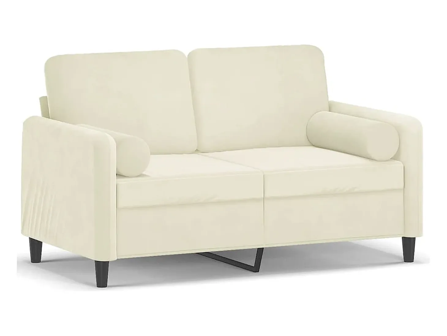 Sofá de 2 plazas con cojines terciopelo color crema 120 cm