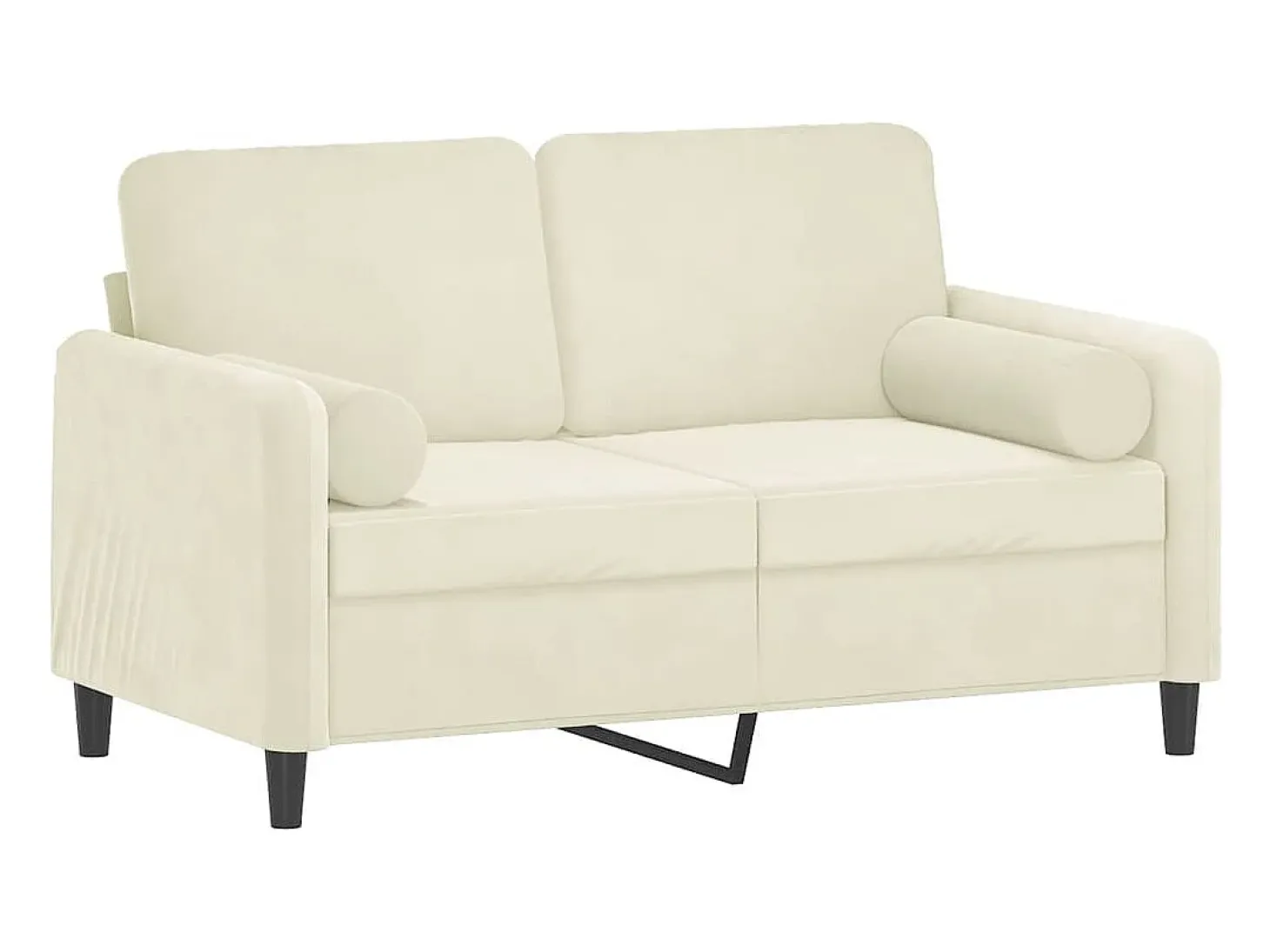 Sofá de 2 plazas con cojines terciopelo color crema 120 cm