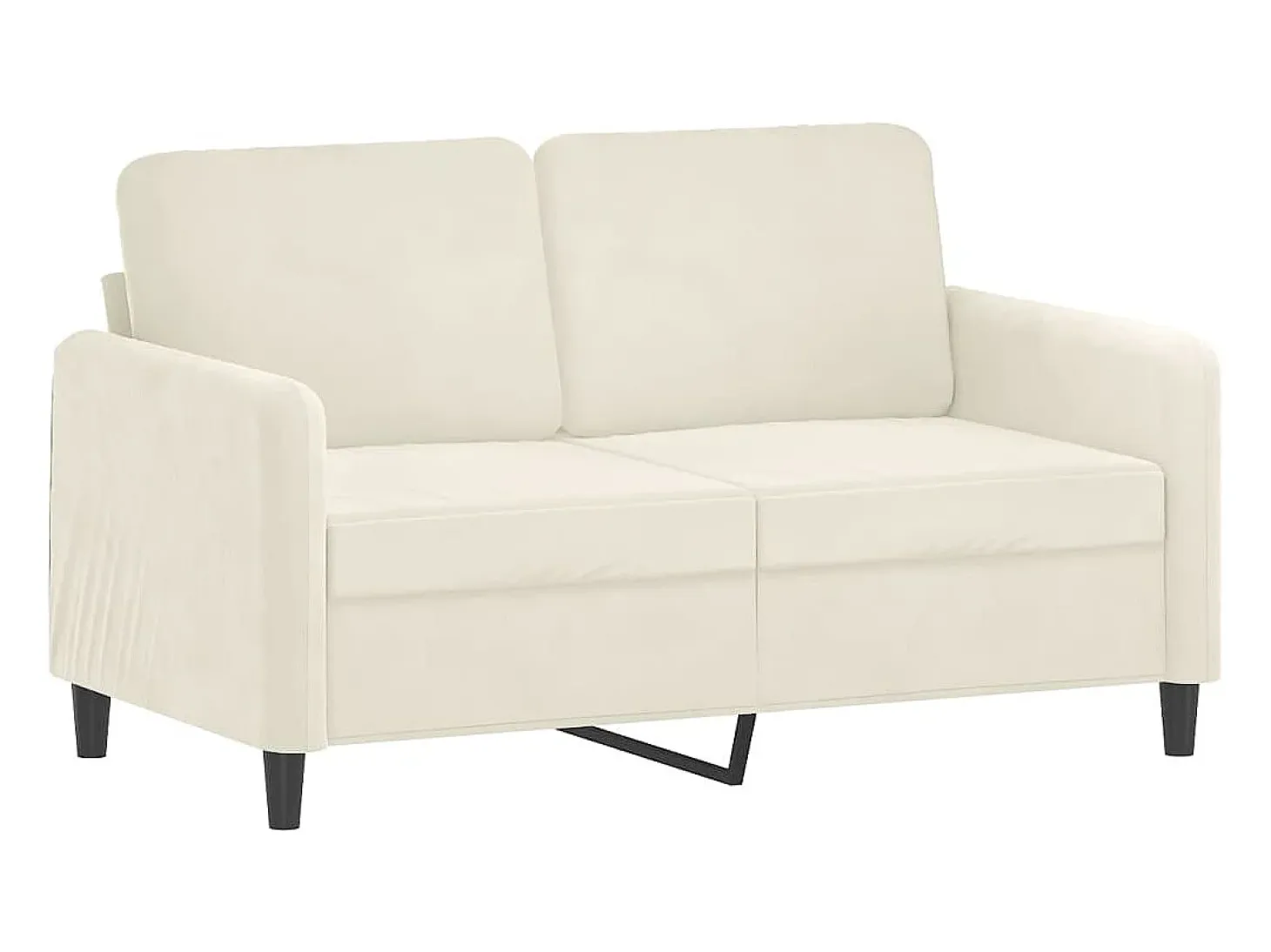 Sofá de 2 plazas con cojines terciopelo color crema 120 cm