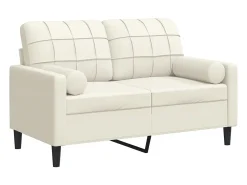 Sofá de 2 plazas con cojines terciopelo color crema 120 cm