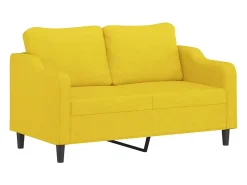 Sofá de 2 plazas con cojines tela amarillo claro 140 cm