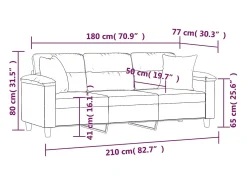 Sofá de 3 plazas con cojines tela de microfibra beige 180 cm