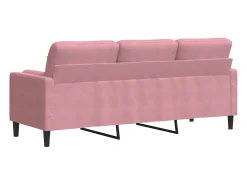 Sofá de 3 plazas con cojines terciopelo rosa 180 cm