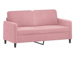 Sofá de 2 plazas con cojines terciopelo rosa 140 cm