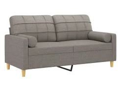 Sofá de 2 plazas con cojines tela gris taupe 140 cm