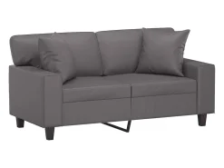 Sofá de 2 plazas con cojines cuero sintético gris 120 cm