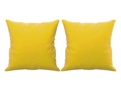 Sofá de 2 plazas con cojines terciopelo amarillo 120 cm
